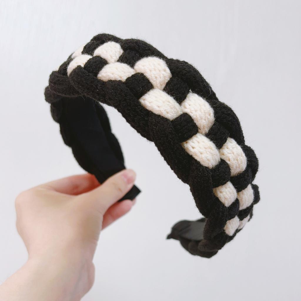 PROLY New Fashion Headband For Women Wide Side Warm Knitted Headwear Patchwork Turban Winter Casual Hair Accessories Hairband