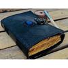 Triple moon goddess vintage leather journal witch stone, deckle edge paper, blank spell book of shadows grimoire journal, great gift book