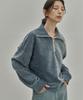 Noir For Woman Velvet Crop Zip-Up Sweatshirt (Blue)