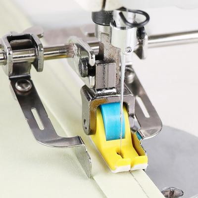 Rolled Hem Presser Foot for Sewing Machine Invisible Zipper Guide Hem Presser Foot with Roller Hemmer Foot for Home Industrial Sewing