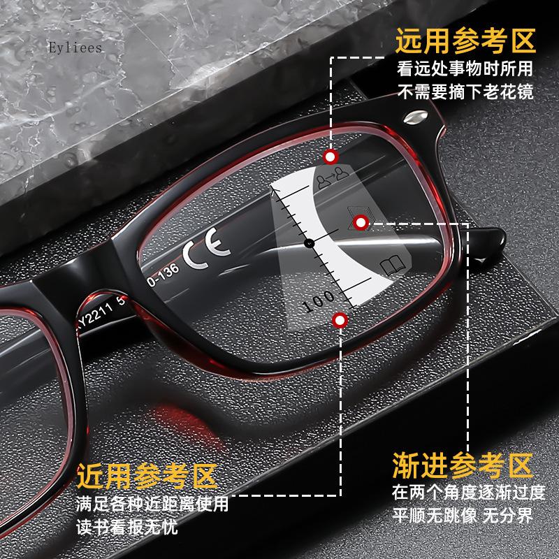 Multifocal Presbyopic Retro Anti Blue Resin Glasses HD Multifocal Reading Glasses Women Clear Men 1.0 To 4.0 Gafas