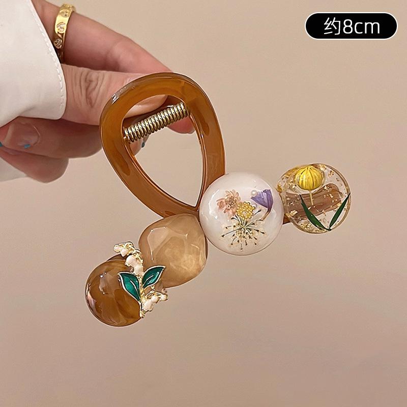 

Корейская ретро заколка-краб с неувядающим цветком Женская Новая высококлассная заколка для волос на затылок Темпераментная заколка-акула Заколки-крабы Mujeres