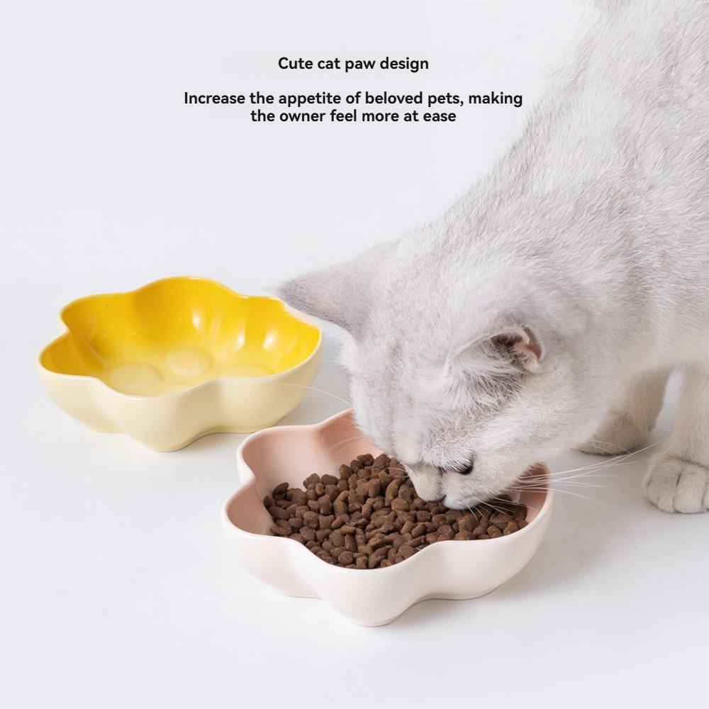 Multi-color Paw Shaped Ceramic Cat Bowl, Non-slip Pet Food Bowl, Easy Clean Feeding Bowl for Cats Dogs