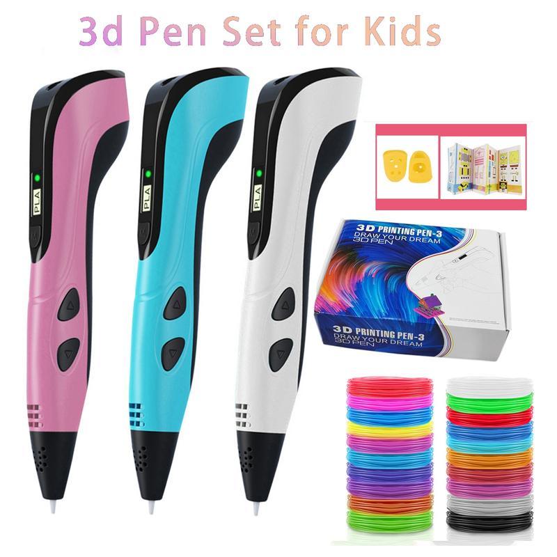 Electronic 3D Printing Pen with 9M PLA Consumables High-Temperature 3D Graffiti Tool Intelligent Toy Christmas Birthday Gift