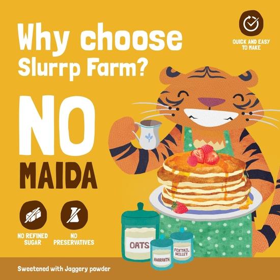 Slurrp Farm No Maida Pancake Mix | Instant Breakfast Mix Made with Oats and Jowar | 100% Vegetarian Eggless Healthy Breakfast| Pack of 3 X 150g
