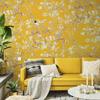 PVC Wallpaper Painting European Style Luxury Yellow Floral Wallpaper Living Room TV Sofa Hotel Background Flower Wall Art Mural