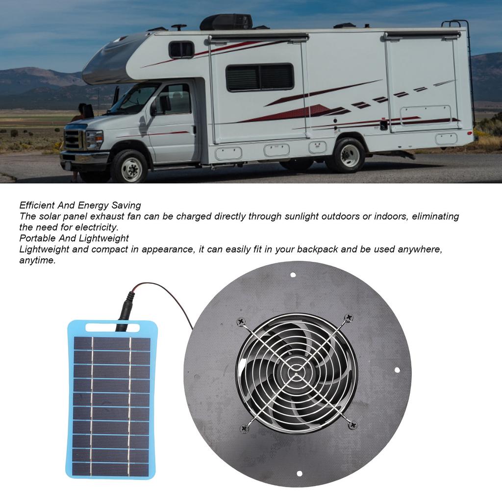 Solarbetriebener Abluftventilator Rund 5W Tragbarer Solarpanel-betriebener Ventilator Leise für Hühnerställe Gewächshäuser Schuppen Tierhäuser Blau