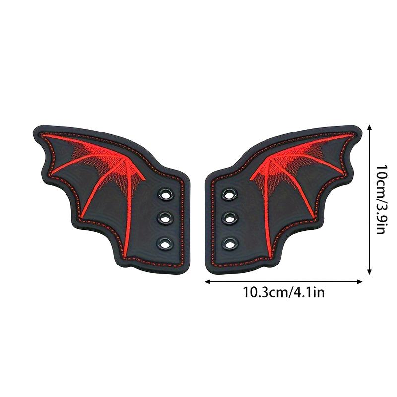 1 Pair Black And Red Bat Shoe Wings Embroidery Diy Charm Decoration For Sneaker Clothing Shoelaces Punk Halloween Gift Accessory