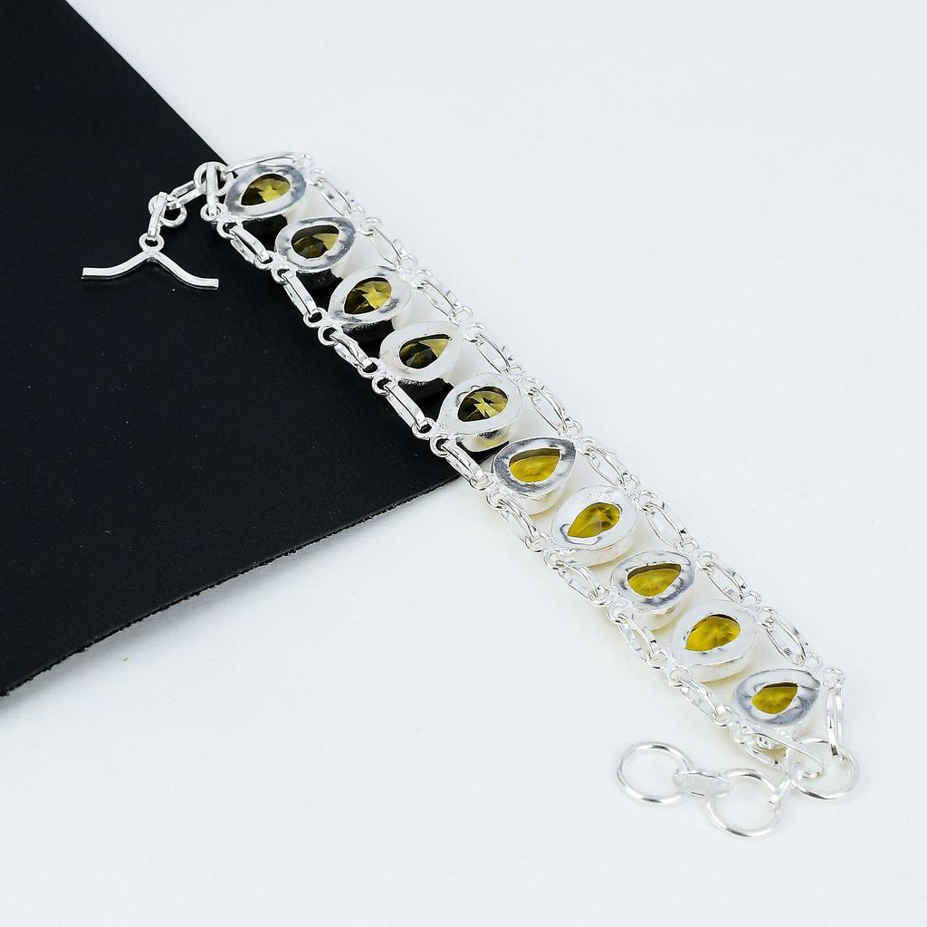 Citrine Bracelet Citrine Gemstone Handmade 925 Sterling Silver Bracelet Yellow Citrine Bracelet For Gift Bohemian Unisex Bracelet For Her