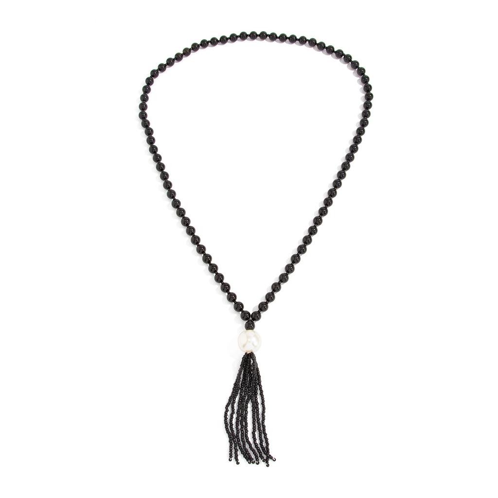 Fashion Acrylic Beads Stacked Necklace, Temperament Large Pearl Rice Beads Fringed Collarbone Necklace