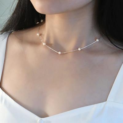 Real 925 Sterling Silver Necklace Natural Freshwater Pearls Jewelry for Women Wedding Gift