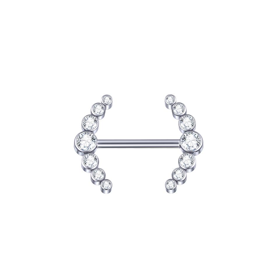 

1Pc Titanium Nipple Barbell Ring CZ Crystal Gold Plated Dangled Shield Barbell for Women Internally Thrteaed Nipple Piercing 14G 1.6x12x4x4mm
