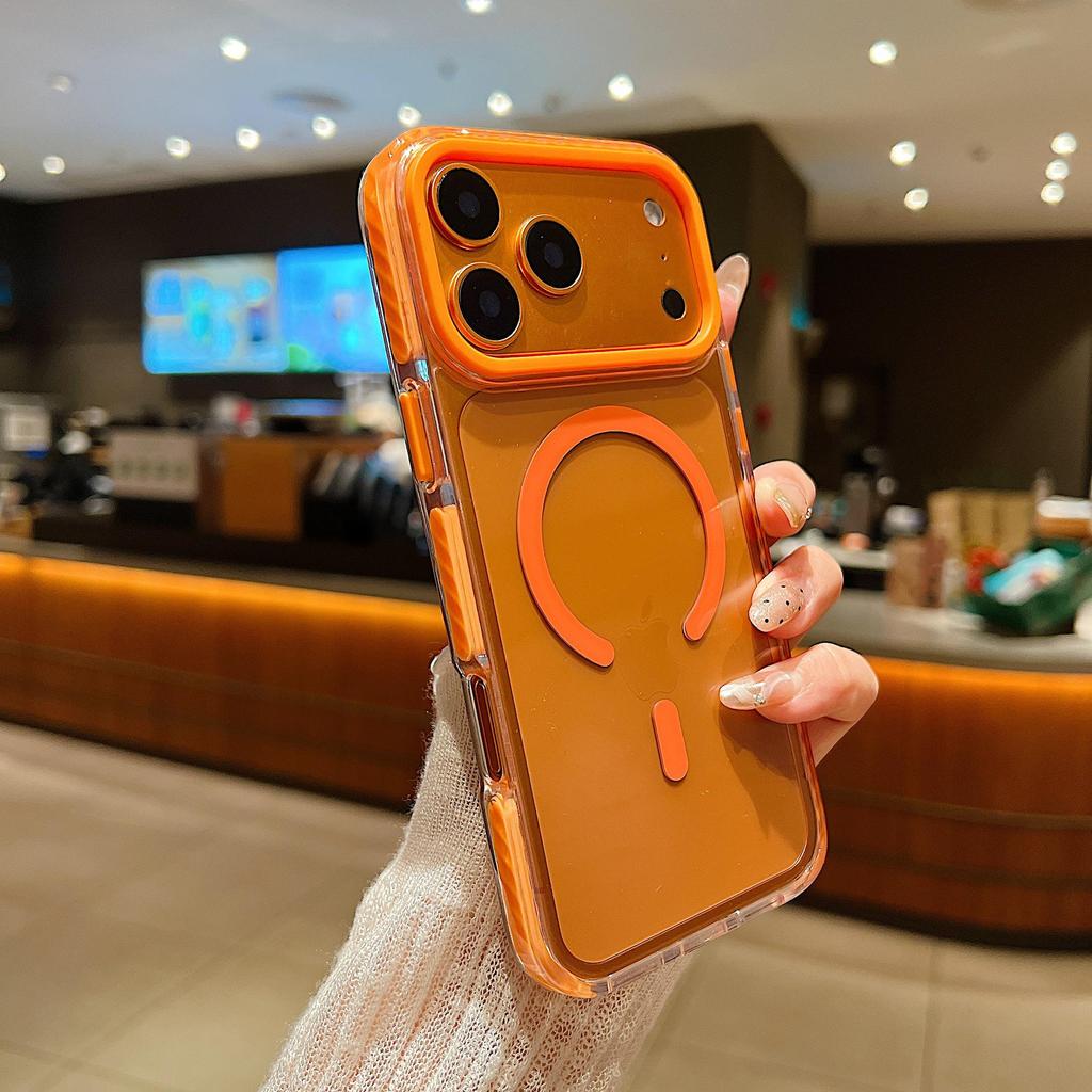 Two-Color Magnetic Acrylic Phone Case for iPhone 17 Pro Max with Large Hole Design