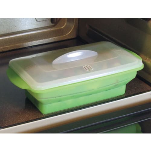 Пароварка силиконовая Tamahashi, 25,5 x 14,5 x 8,5 см, 1,2 л, квадратная, зеленая, PC-SS06