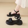 Thick-soled heightening sandals women's outer wear summer new 2025 versatile flat-soled fairy style with skirt one-word sandals