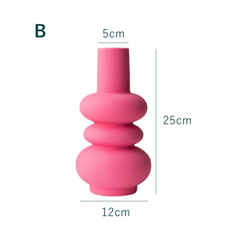 9.8 Inch Fuchsia Ceramic Vase Barbie Pink Porcelain Centerpiece Bud Vase Minimalist Home Decoration Floral Dried Flower Vase