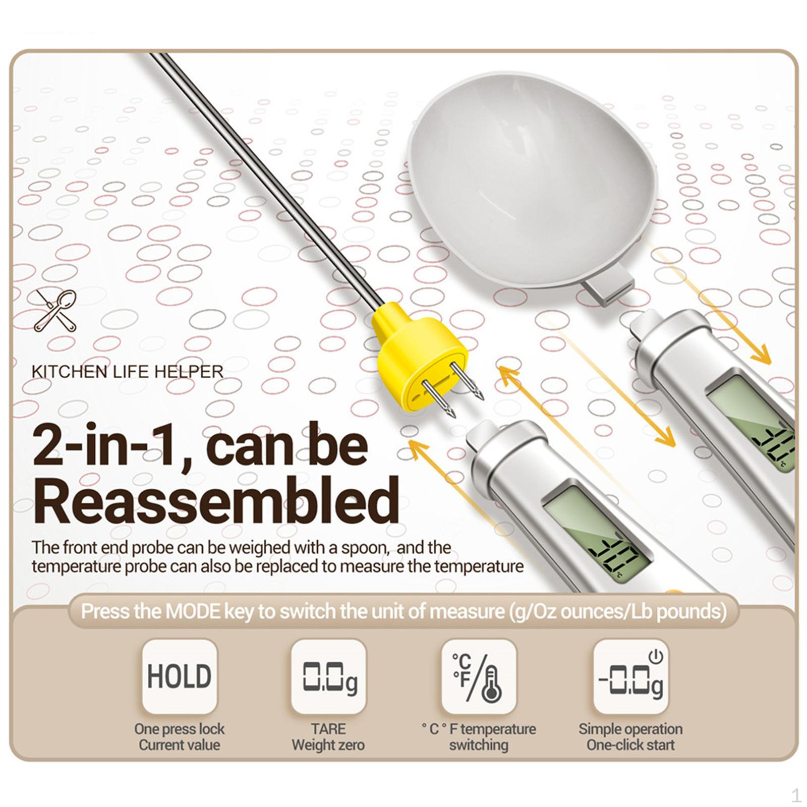 Digital Kitchen Scale with Detachable Thermometer - Accurate Cooking Companion