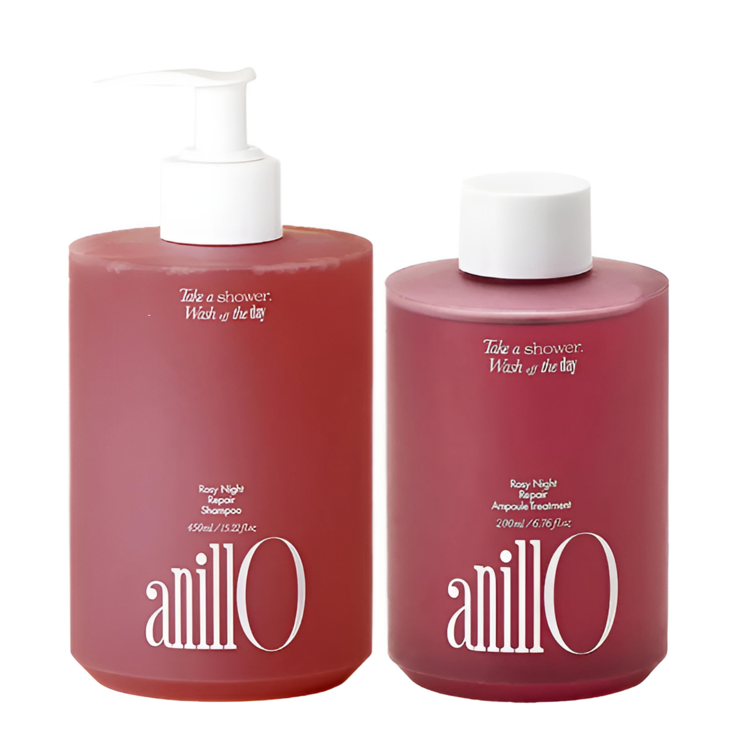 

КІЛЬЦЕ Rosy Night Repair Duo Set (Шампунь 450 мл + Ампульний догляд 200 мл) – Догляд за пошкодженим волоссям