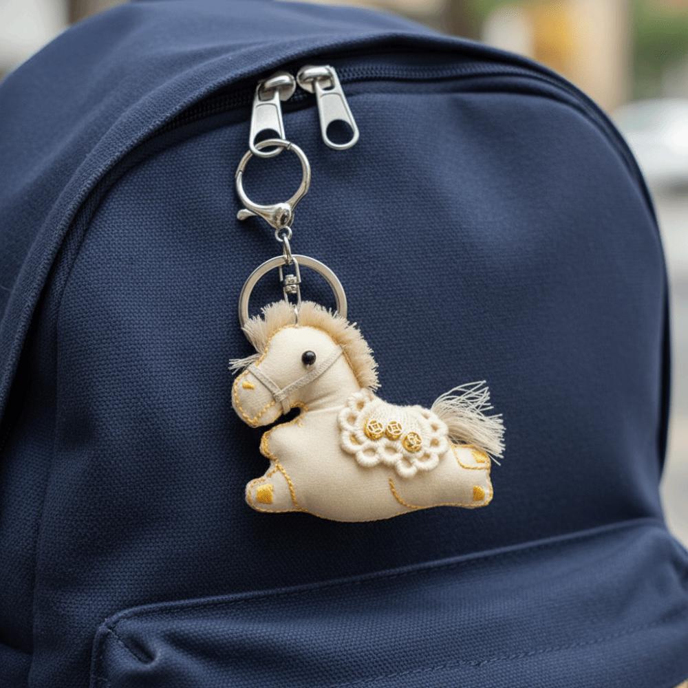 Chinese Style Pony Keychain Cartoon Stuffed Animal Keyring Kawaii Pony Pendant  Car Decoration
