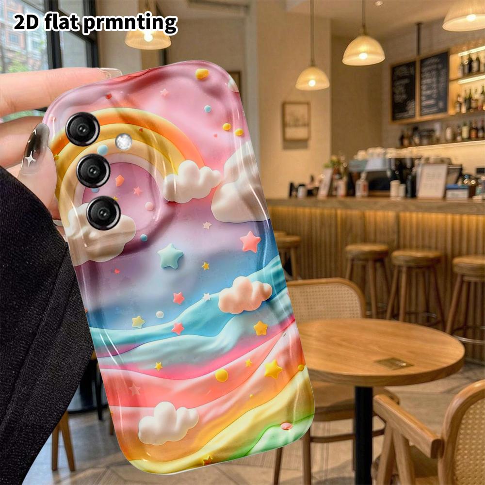 Phone Case: 2D Flat Samsung Galaxy A34 A35 M05 M06 S20 S22 S21 FE Plus 5G Protective Case, Rainbow Cloud Sea, Christmas and Halloween Gifts