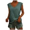 Women's Casual V-Neck Loose Fit T-Shirt Solid Color Cap Sleeve Blouse Tank Tops