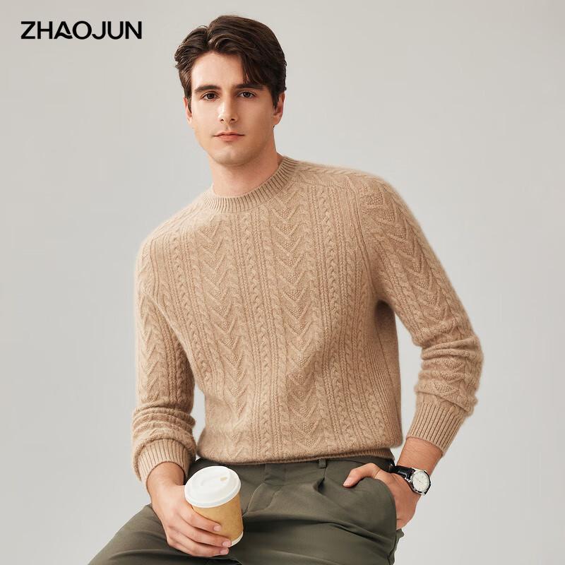 

Men s Thickened 100% Cashmere Crew Neck Cable Knit Sweater