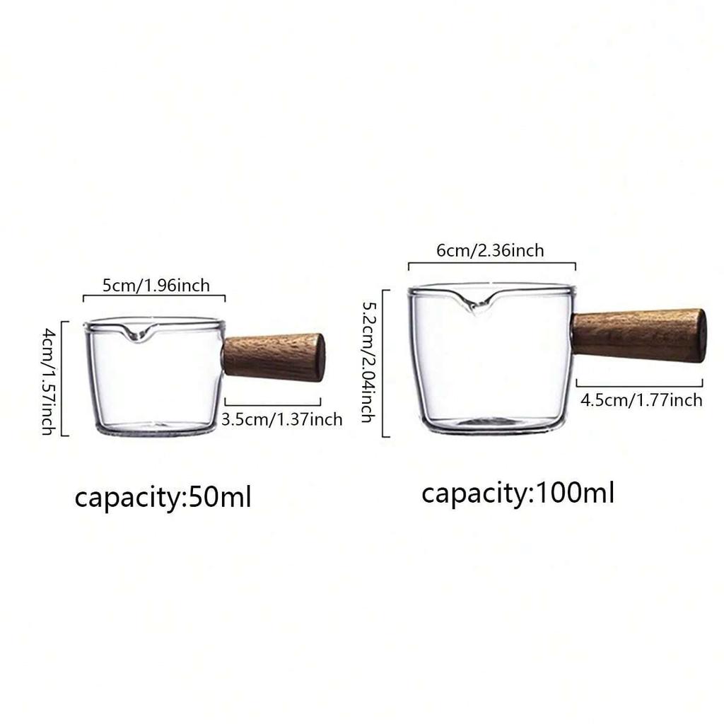 1pc-Coffee and Milk Cup Wooden Handle Small Milk Can Glass Cup