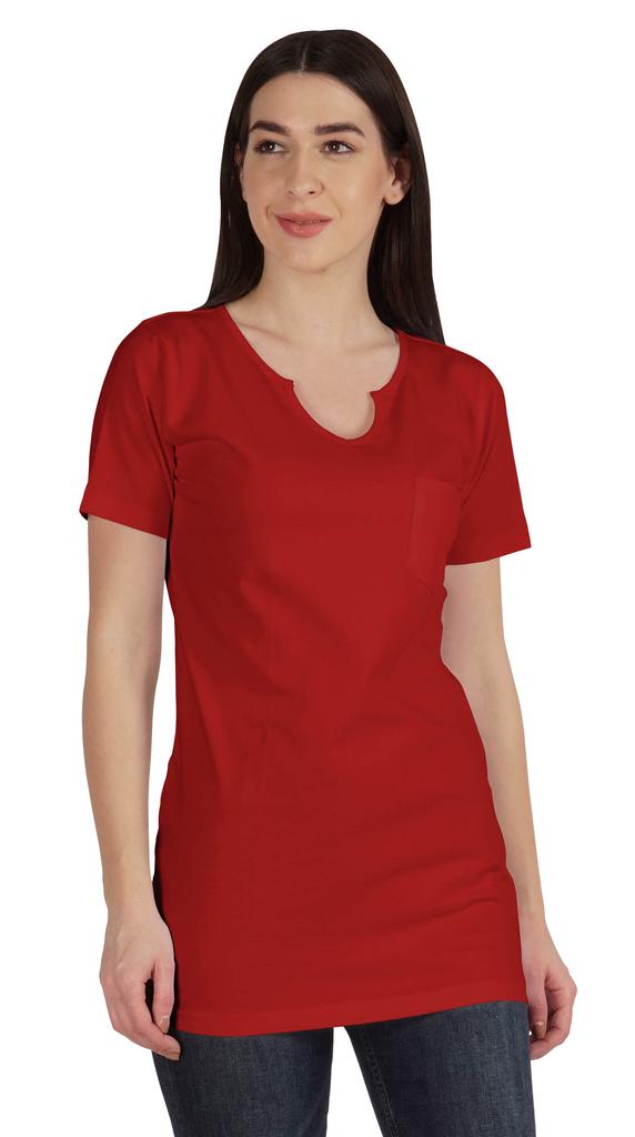 Inkmeso Long Length Notch Neck Top For Women Basic Cotton Tee Shirt w  Pocket Patch Legging