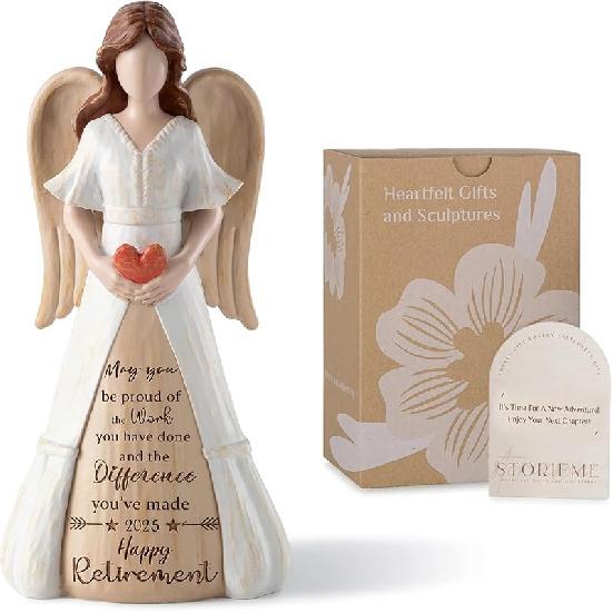 Retirement Gift for Woman 2025: Handcrafted Angel Figurine for Retiring Coworker Teacher Nurse - Meaningful Thank You Farewell Keepsake for New
