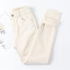 2025 Lente Dames High Waist Fleece-Gevoerd Off-White Harem Jeans