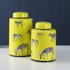 Geometric Stripe Storage Jar with Lid, Ceramic Vase, Candy Jar, Desktop Ornament Storage Container, Home Decoration Crafts