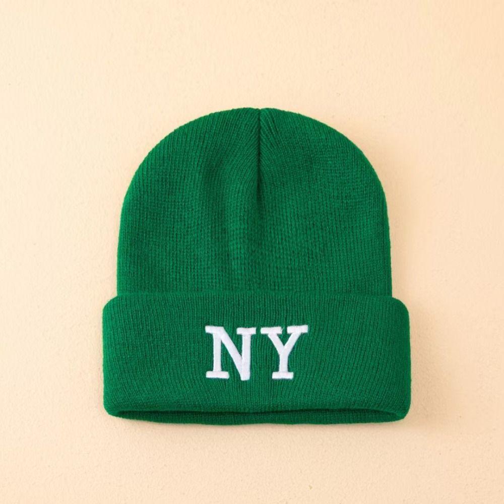 Solid Color Cold Cap Letter embroidery Knitted Skull Bonnet Winter Warm Knitted Beanies Hat  Unisex