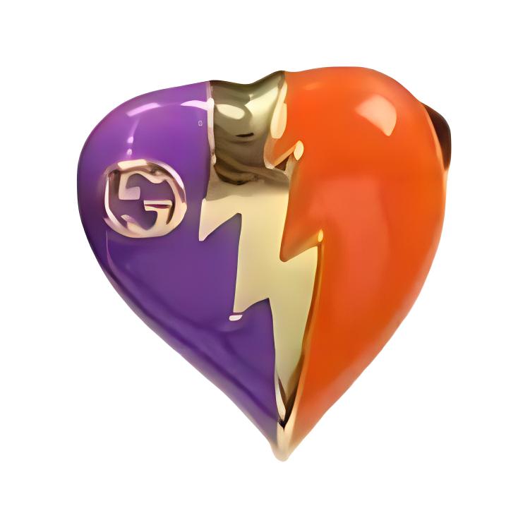 Gucci Interlocking Double G Pattern Glossy Resin Metal Ring Unisex ring Gold Purple Orange 729535-J979G-8522 M