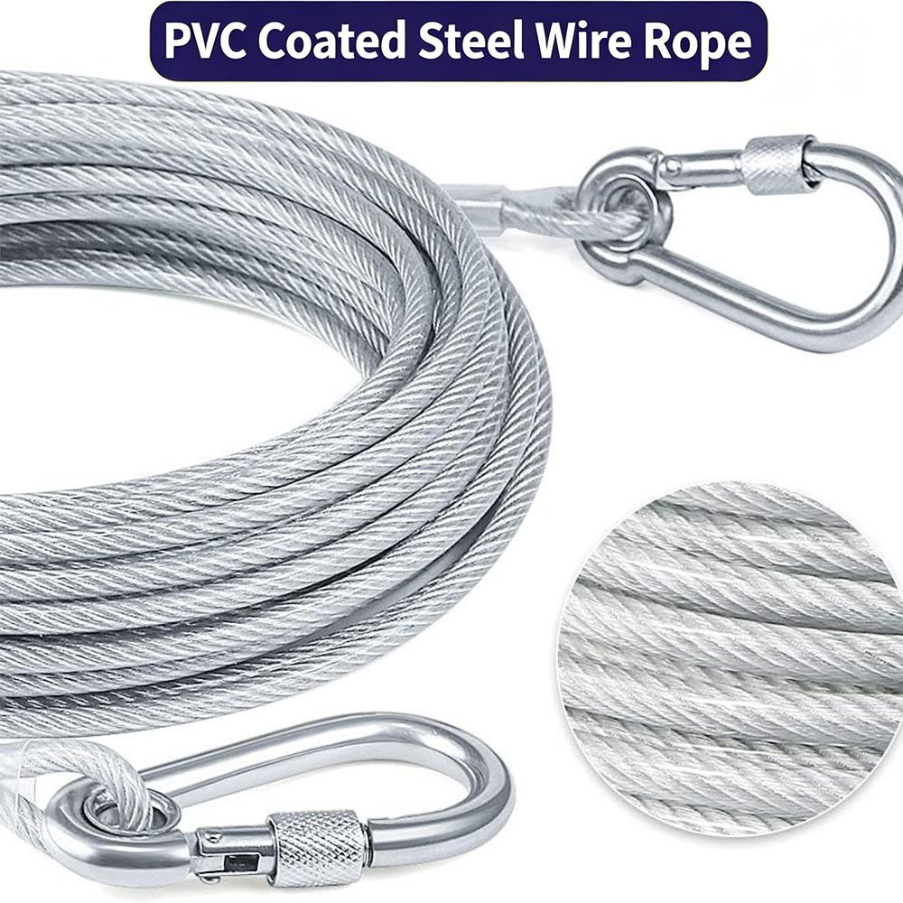 1/1/11M Rustfrit Dobbelt Stål Kraftig Reflekterende Hundesnor til Ude Brug med Drejelige Karabinhager - Ideel til Udendørs