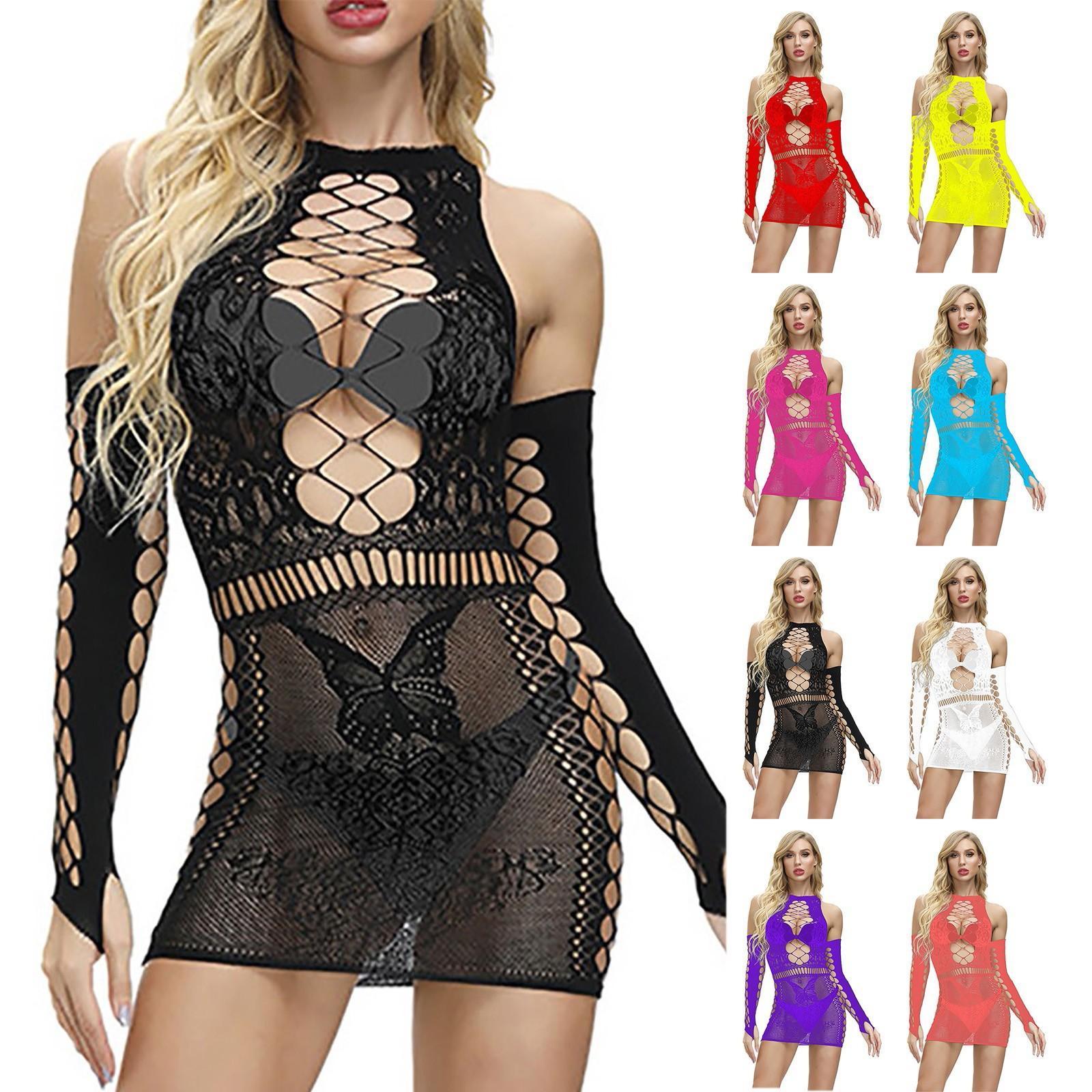 

Сексуальные женщины Fishnet Babydoll нижнее белье нижнее белье Ночная одежда Боди