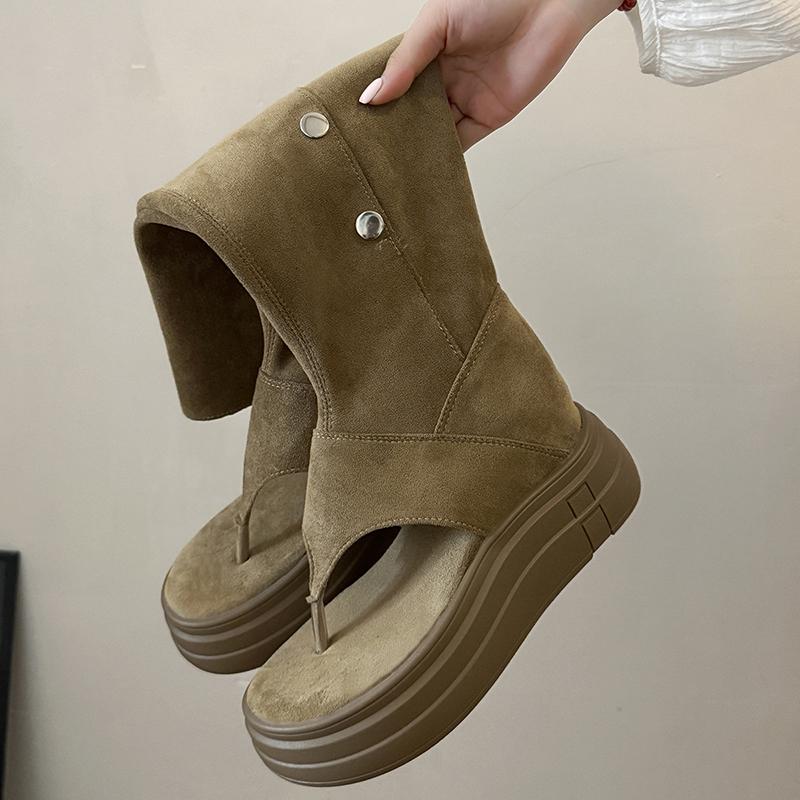 

Женские сандалии ботильоны на платформе в ретро-стиле с толстой подошвой, весенне-осенняя модная обувь, женские босоножки с перемычкой для пальца, ботильоны до колена 35 хаки