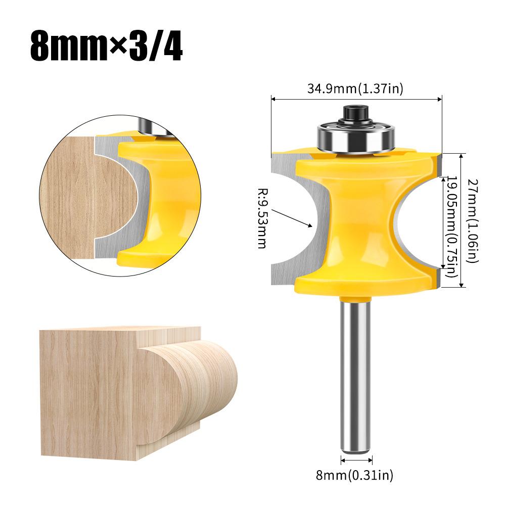 High-Grade 8-Handle Bearing Positive Semicircular Cutter Ball Milling Cutter Wooden Stick Milling Cutter Positive Semicircular