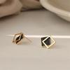 Japanese-Korean Geometric Square Stud Earrings - Minimalist Cold Style for Women