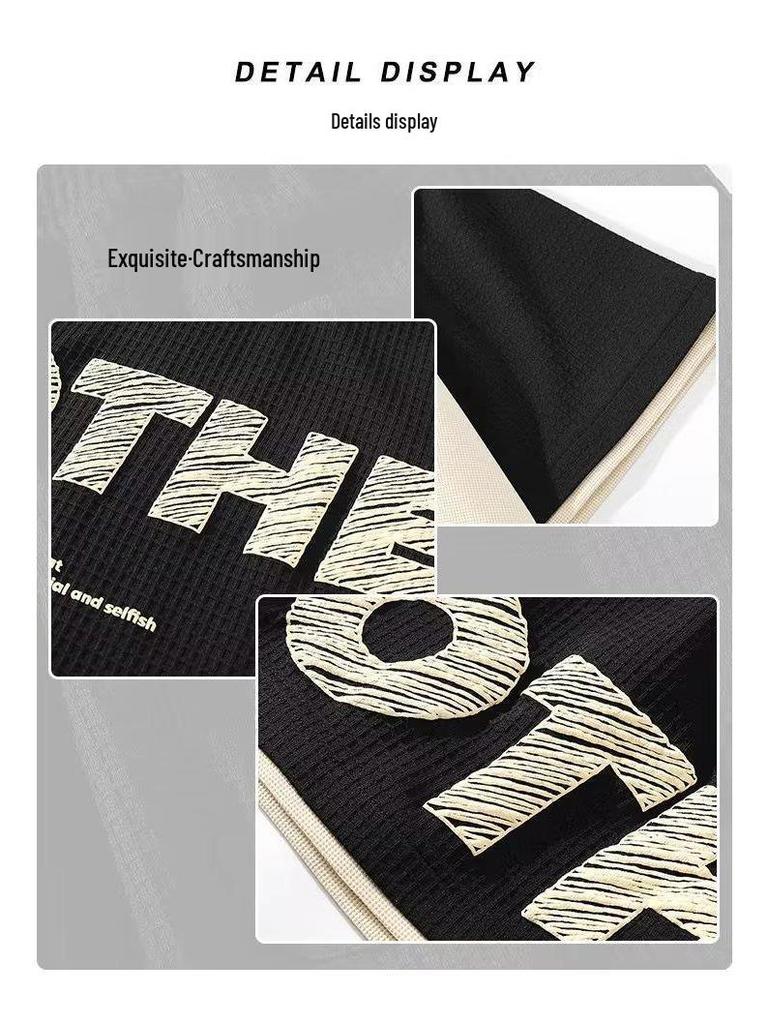 Trendy Short-Sleeve Waffle T-Shirt & Casual Sports Set for Teen Boys