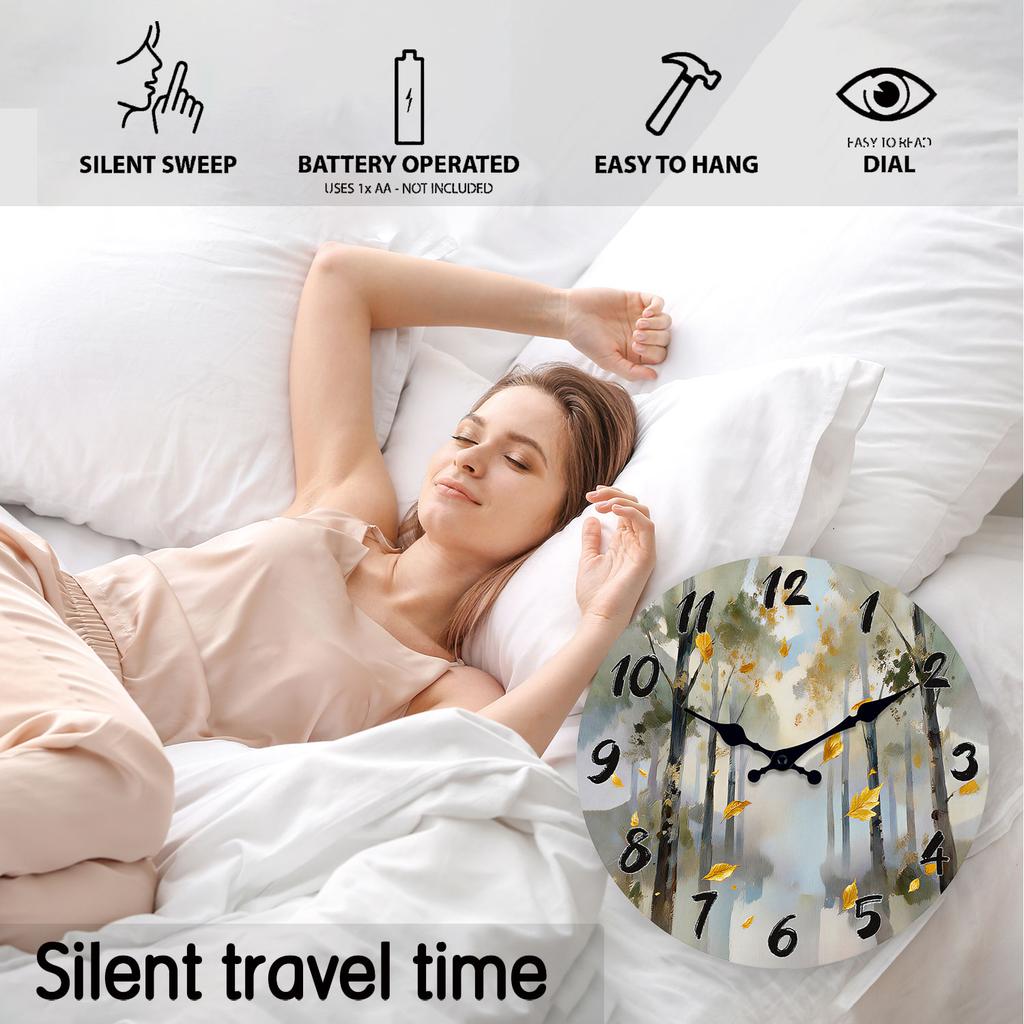 High-Quality Autumn High-Quality Leaves High-Quality Wooden High-Quality Wall High-Quality Clock, 10-16Inch High-Quality Silent High-Quality Wall