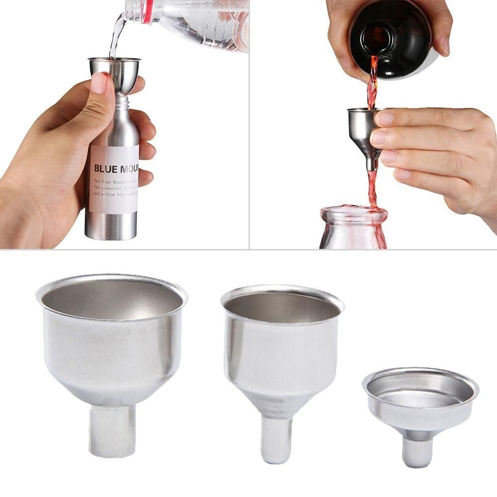S/M/L Bar Wine Funnel Anti-Drip Mini Kitchen Liquid Dump Tool Stainless Steel Funnel  Canning
