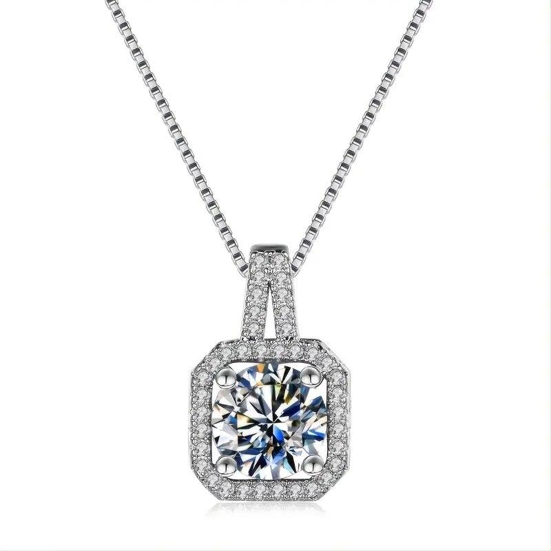 ZAKOL Simple Geometric Crystal White Zircon Pendant Necklace For Women copper-Color Wedding Party Zircon Gift With Box