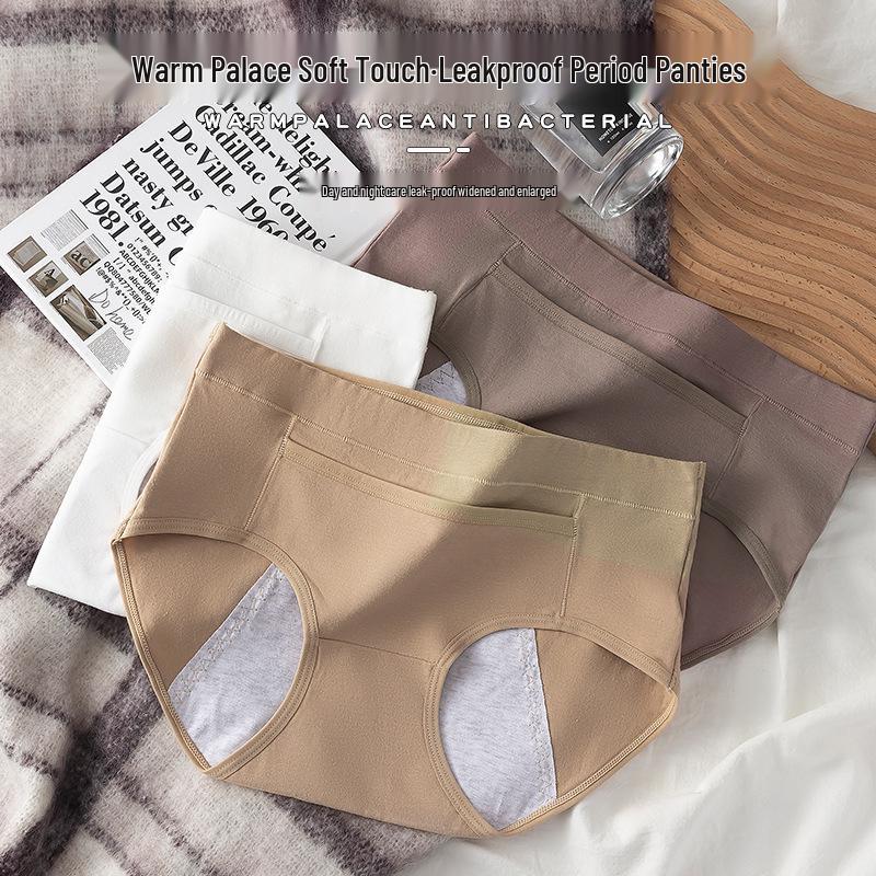 Women's Leak-Proof Pure Cotton Menstrual Panty with Antibacterial Crotch and Pocket Warmer