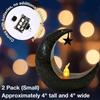 2 Pack Ramadan Moon LED Light - Black Crescent Moon Lamp with Star & Textured Battery Operated Night Light for Muslim Home Decor, Islamic Eid Gifts