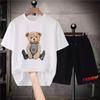 Korean Brand Bear Print T-shirt Men's Cotton Short-sleeved Oversized T-shirt Hip-hop Retro Suit Unisex Free Shipping