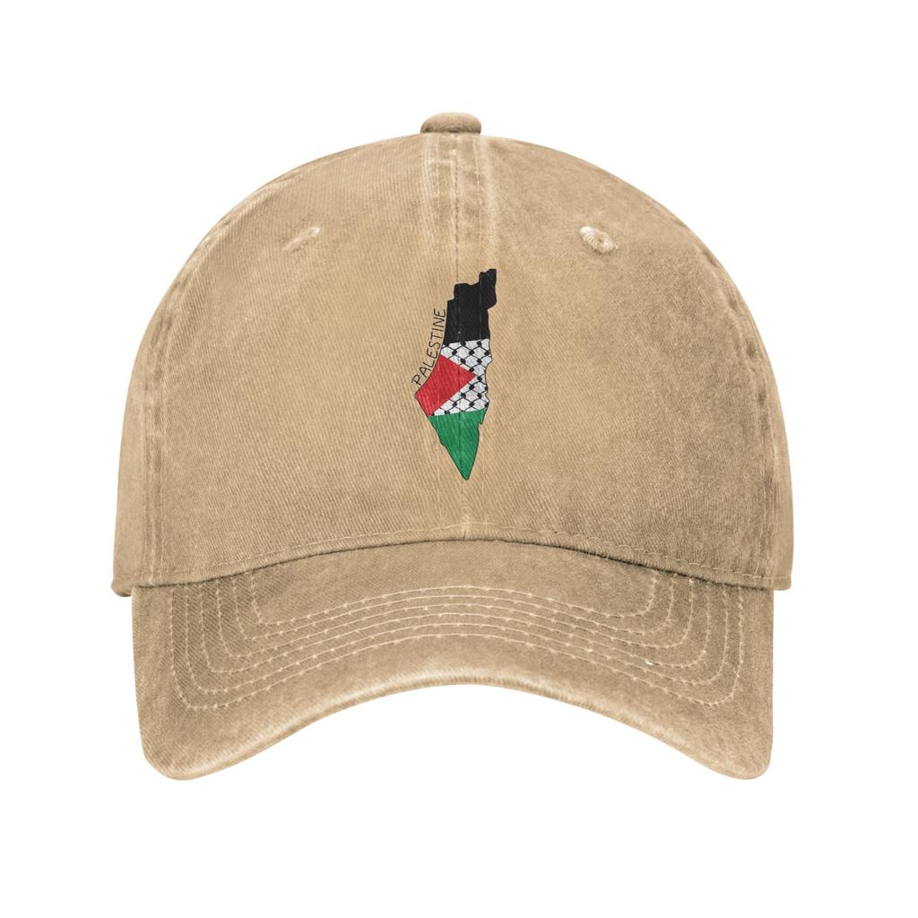 Vintage Palestine Flag Map Palestinian Kufiya Hatta Traditional Baseball Caps Men Women Washed Headwear  Outdoor Summer Soft Cap