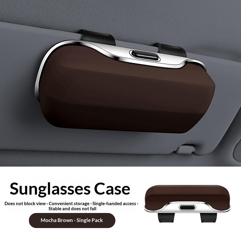Press Switch Car Glasses Box Sun Visor Glasses Holder Internal Soft Fabric Scratch Resistant Shock-Proof Eyeglasses Storage Case