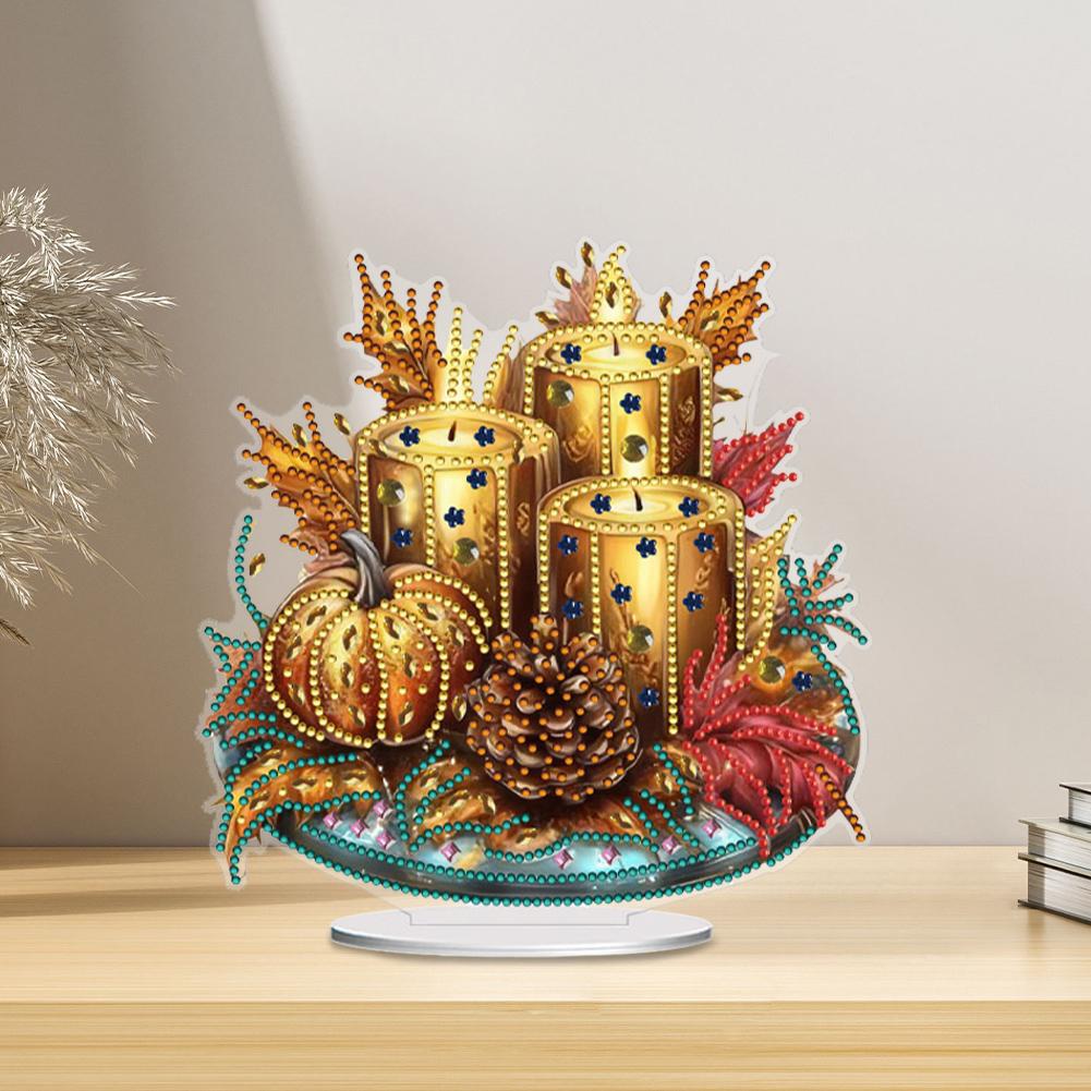 PET Crescent Moon Candle 5D DIY Diamond Art Tabletop Decorations Diamond Painting Desktop Ornament Bedroom Decor