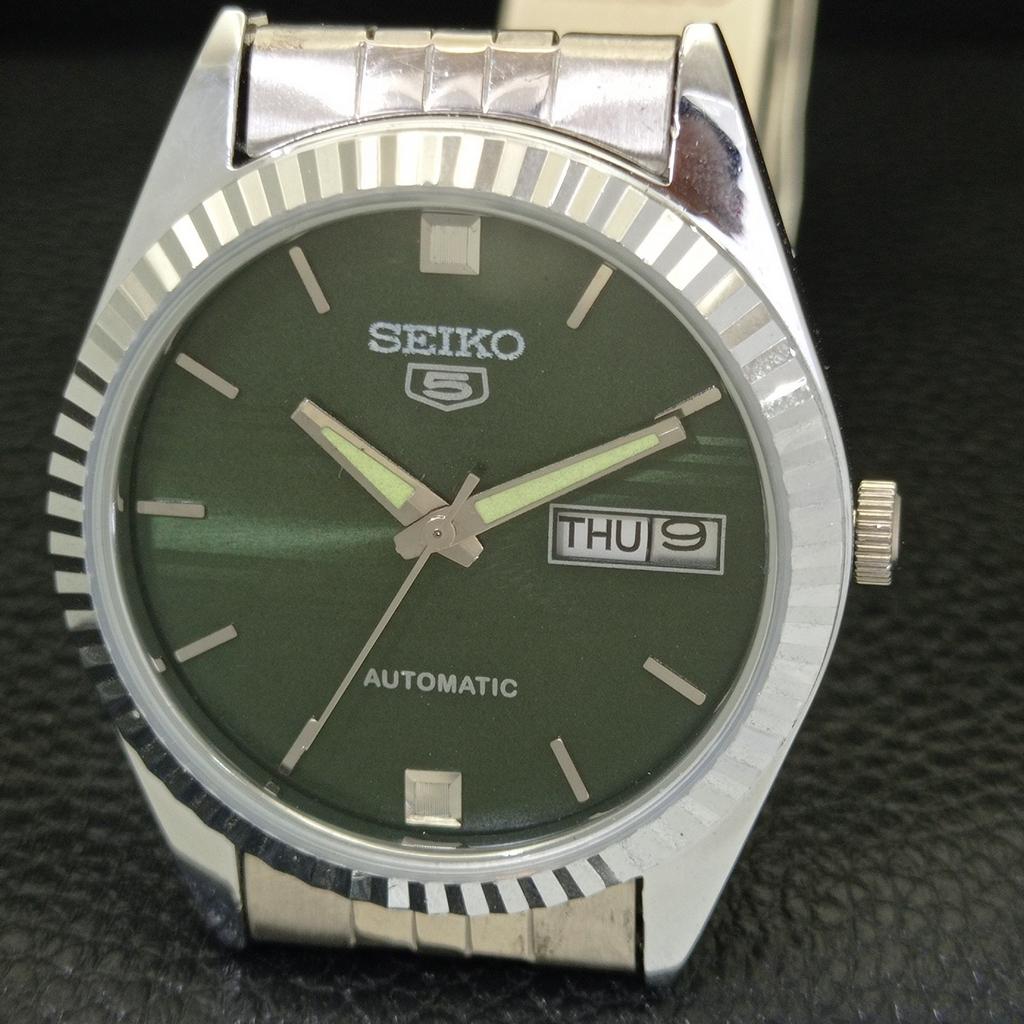 JAPAN VINTAGE REFURBISHED SEIKO 5 AUTOMATIC 6309A MENS GREEN WATCH a701717-5 R206c-a701717
