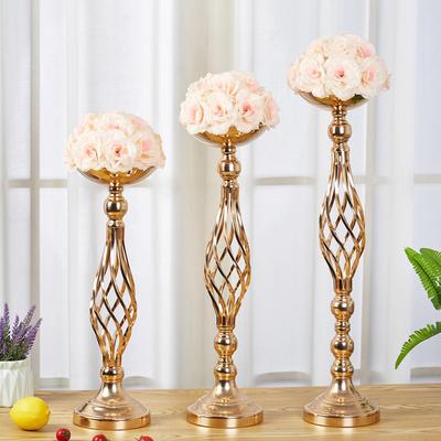 Golden Wrought Iron Vase and Candlestick Wedding Décor